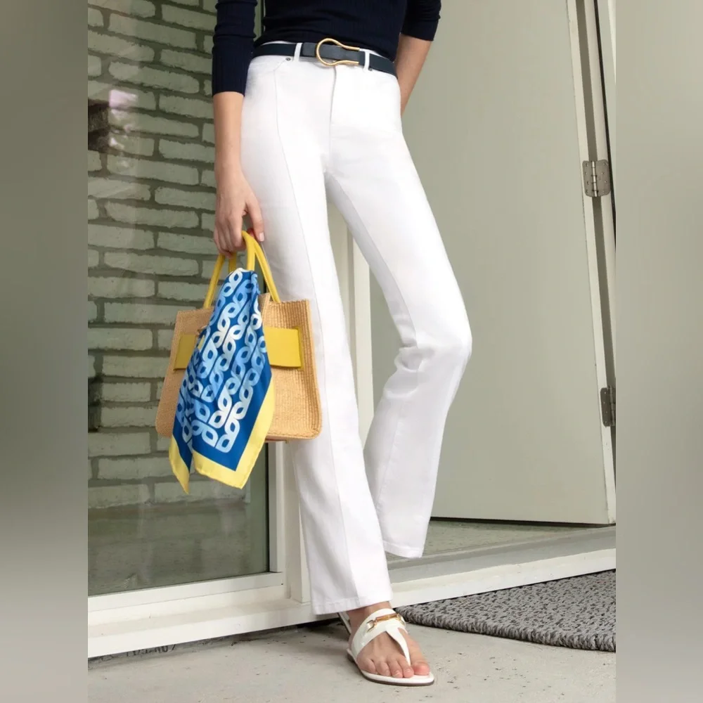 J.McLaughlin Clearwater white‎ jeans size 2 flared front seam detail classy - Picture 3 of 12